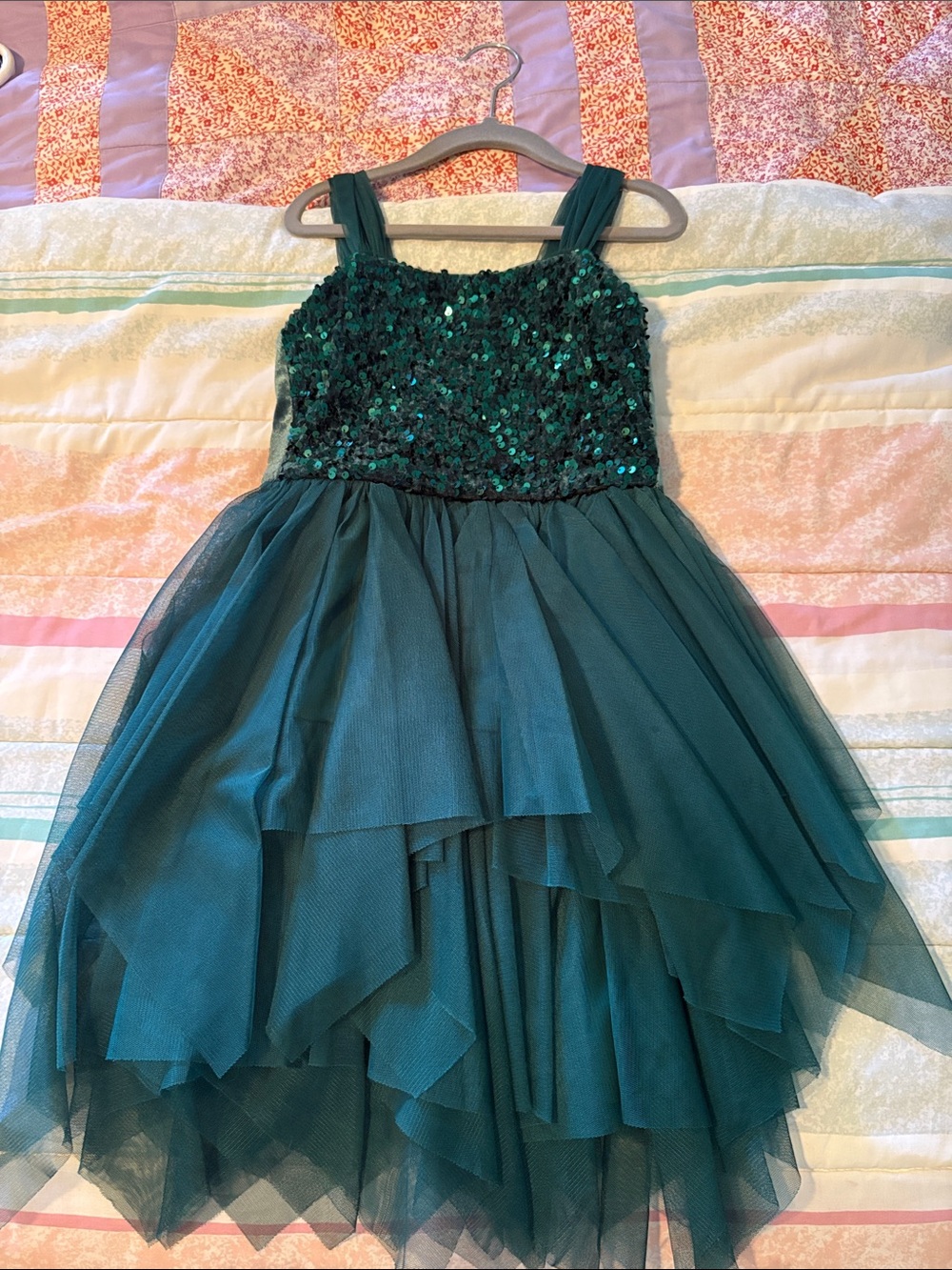Cat & Jack Teal Sequin Tulle Dance Dress